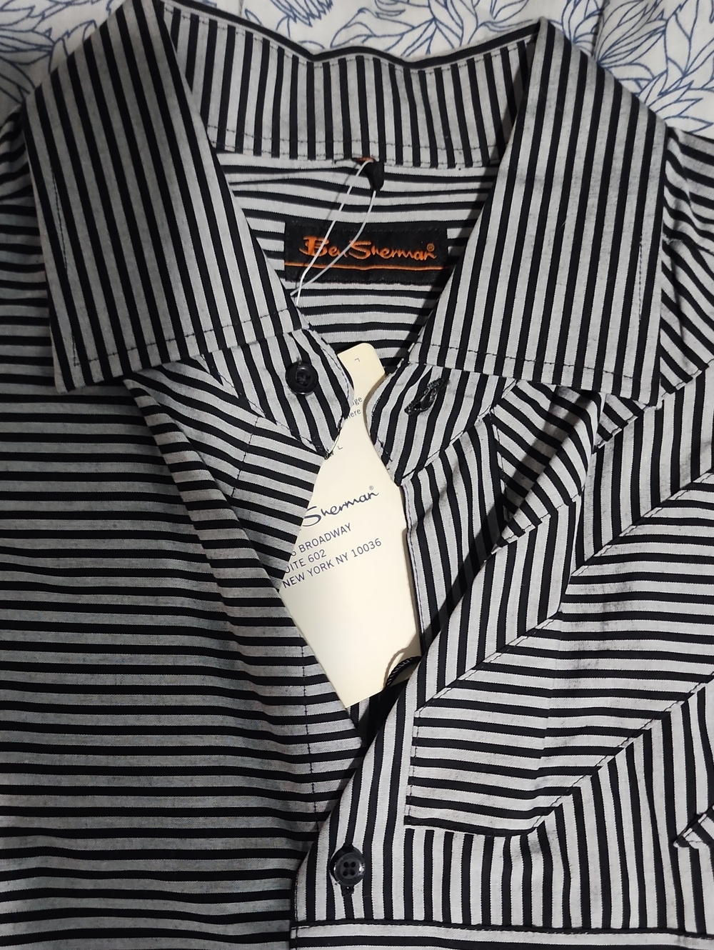 Ben Sherman Black and White Striped Casual Button-Down Shirt